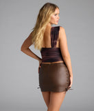 Up A Notch Plunge Abstract Crop Top