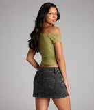 Complete your look with the Flirty Angles One-Shoulder Crop Top, a trendy sage green top that’s ready to pair with anything in your fall rotation.