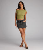 Complete your look with the Flirty Angles One-Shoulder Crop Top, a trendy sage green top that’s ready to pair with anything in your fall rotation.