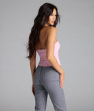 From bold to effortless, the Love For Bows Strapless Ponte Crop Top lets you define your vibe with pink tops that speak your style.