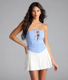 Love For Bows Strapless Ponte Crop Top