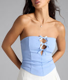 Love For Bows Strapless Ponte Crop Top