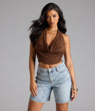 Take The Plunge Sleeveless Halter Crop Top