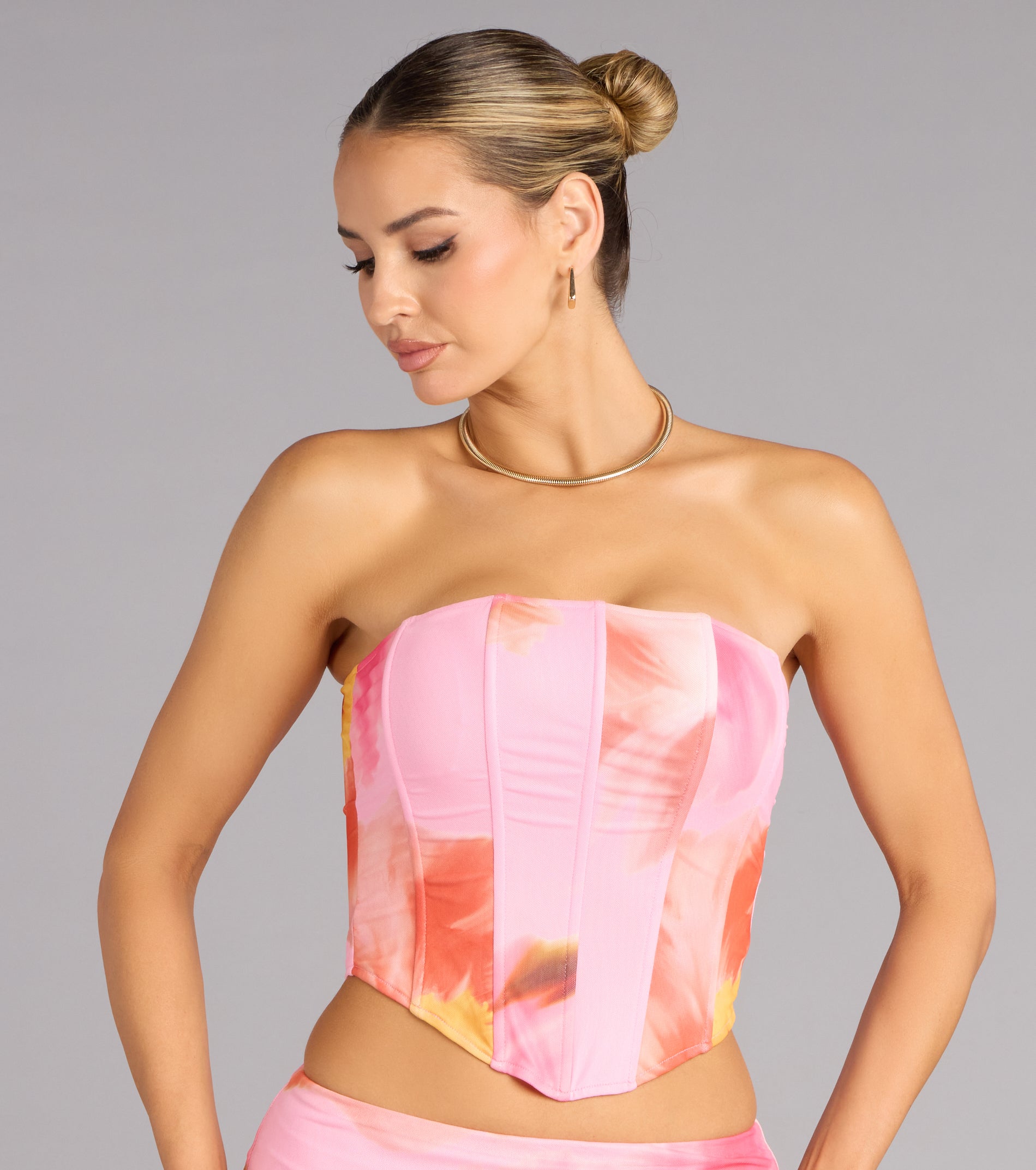 bloom bead tops (完売品) Bloom Babe Abstract Floral Mesh Corset Top | Windsor