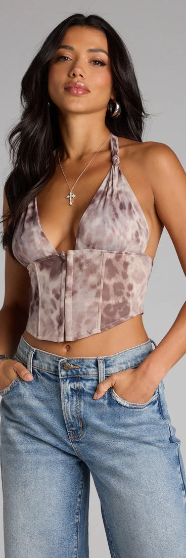 Trendy women’s tops, like the Love You Knot Halter Corset Top, bring effortless style for fall layering, lounging, or going out.