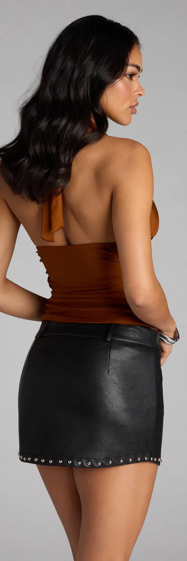 Trendy women’s tops, like the Serving Vibes Halter Crop Top, bring effortless style for fall layering, lounging, or going out.