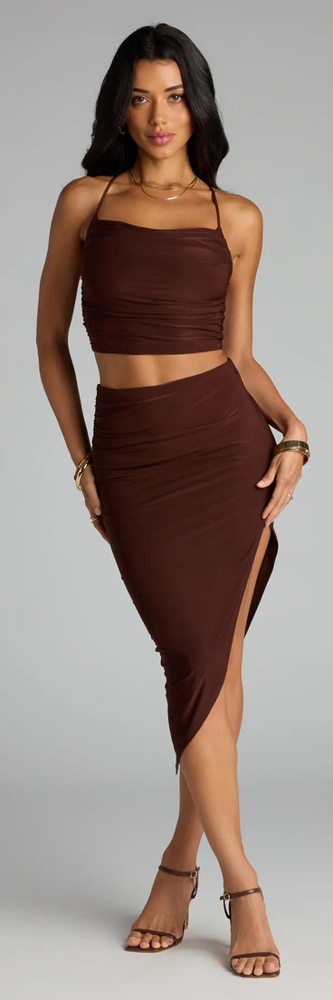Always Happy Hour Cowl Neck Crop Top