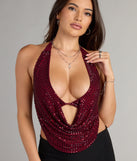 Party Diva Cropped Rhinestone Halter Top