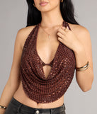 Party Diva Cropped Rhinestone Halter Top