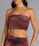 Blooming Allure Floral Mesh Cutout Tube Top