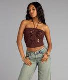 Afterglow Sequin Halter Crop Top