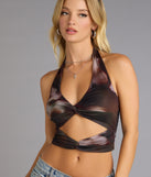 Fierce Moves Abstract Print Cutout Halter Top