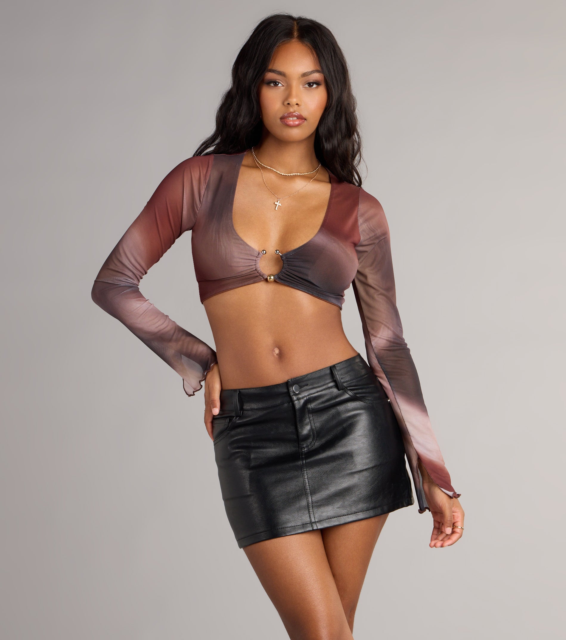 In the Mix Abstract Mesh Plunge Top | Windsor
