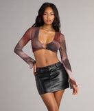 In the Mix Abstract Mesh Plunge Top