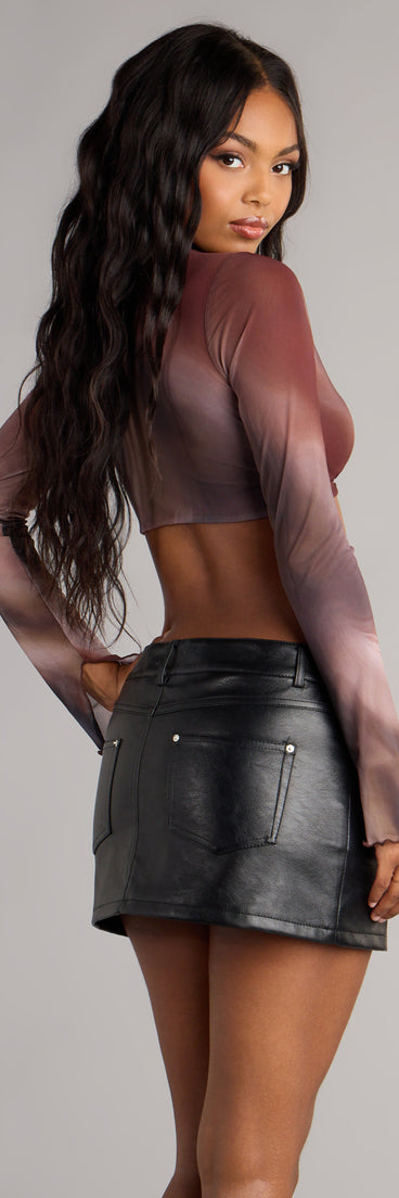 Trendy women’s tops, like the In the Mix Abstract Mesh Plunge Top, bring effortless style for fall layering, lounging, or going out.