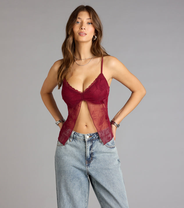 Trendy women’s tops, like the Delicate Dreams Lace Trim Floral Slit Crop Top, bring effortless style for fall layering, lounging, or going out.