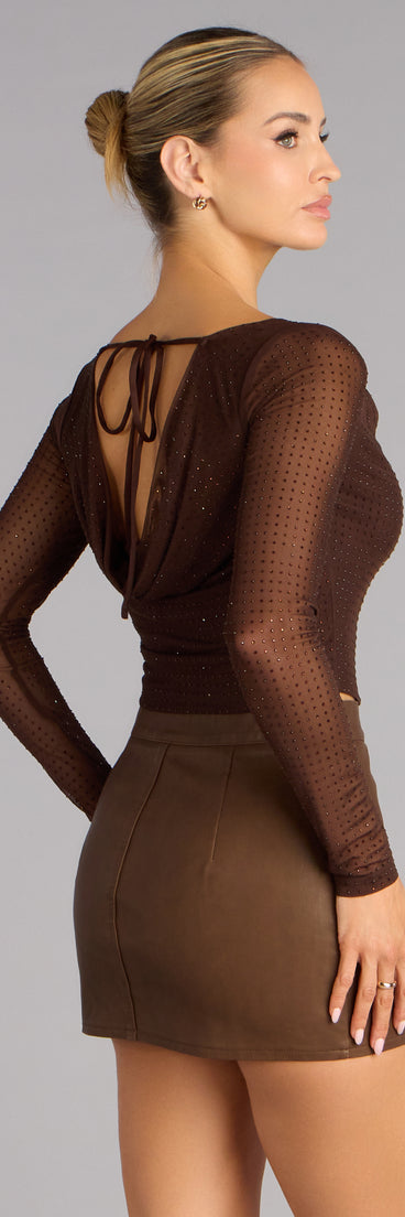 Double Take Rhinestone Long Sleeve Top