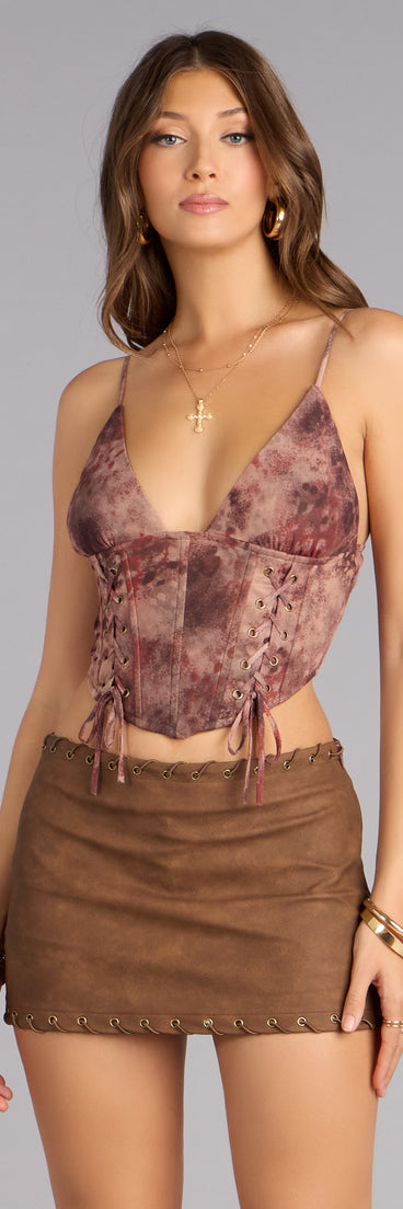 Dusty Sunset Lace Up Corset Top