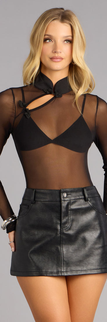 Midnight Whisper Sheer Mesh Bodysuit
