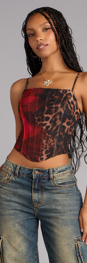 Wild At Heart Floral Leopard Bustier