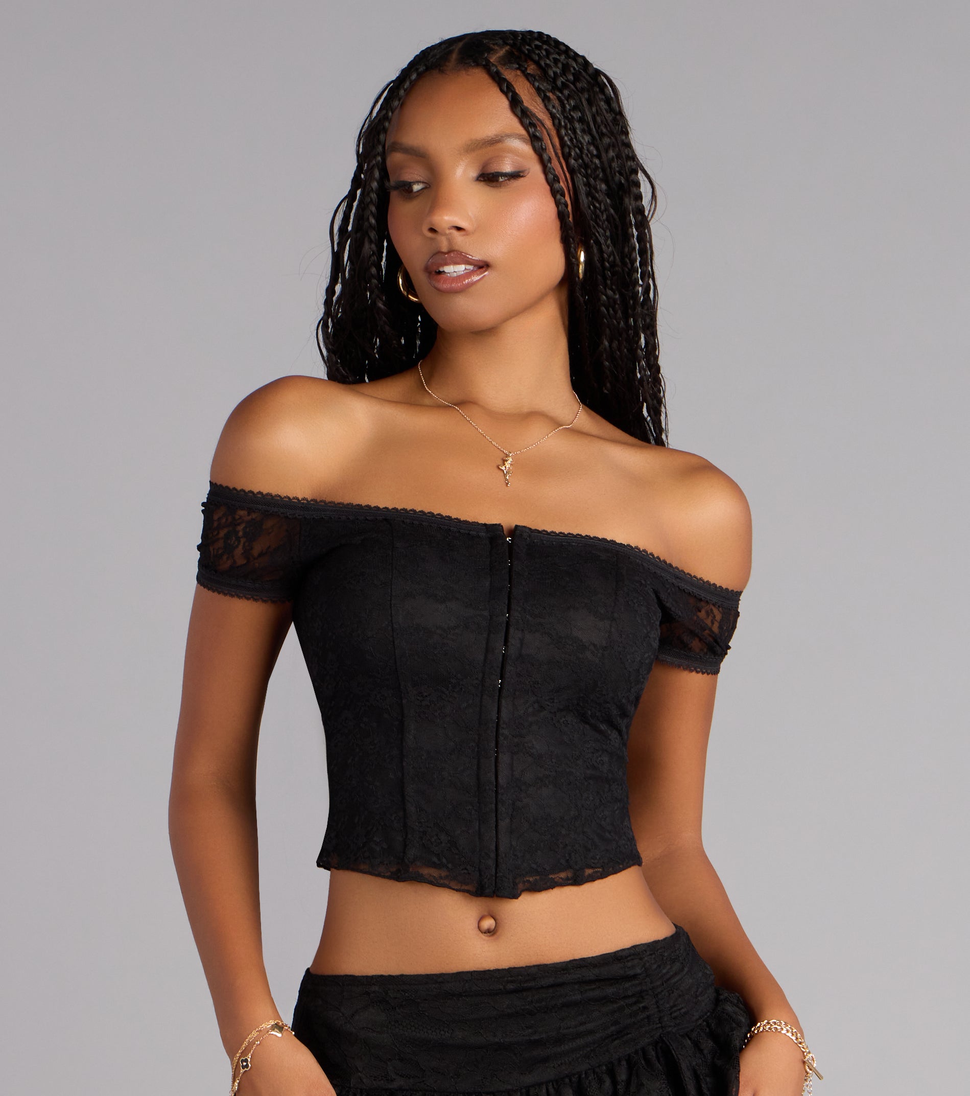 Quiet Allure Off Shoulder Lace Corset Top | Windsor
