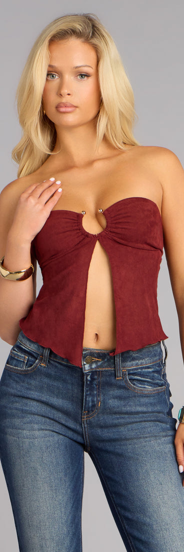 Major Vibe Faux Suede Cutout Tube Top