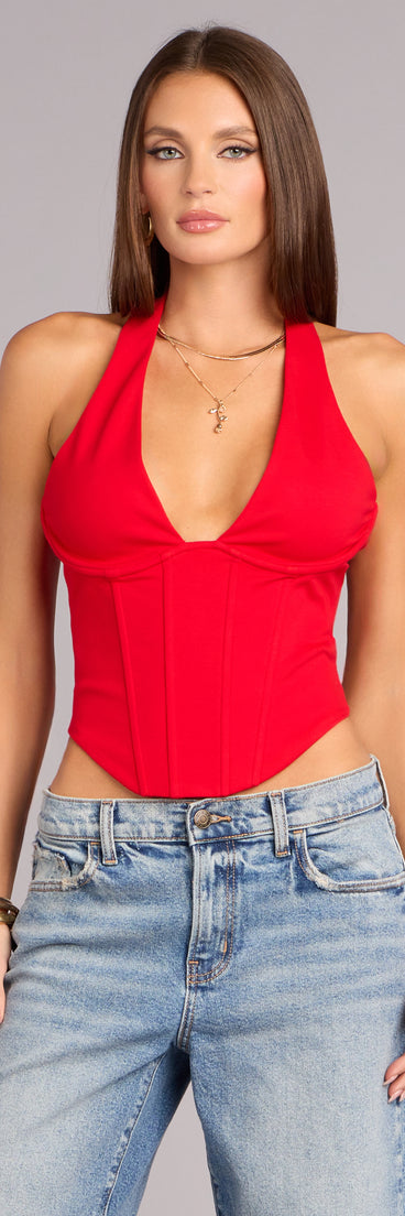 Sculpted Intent Ponte Halter Corset Top