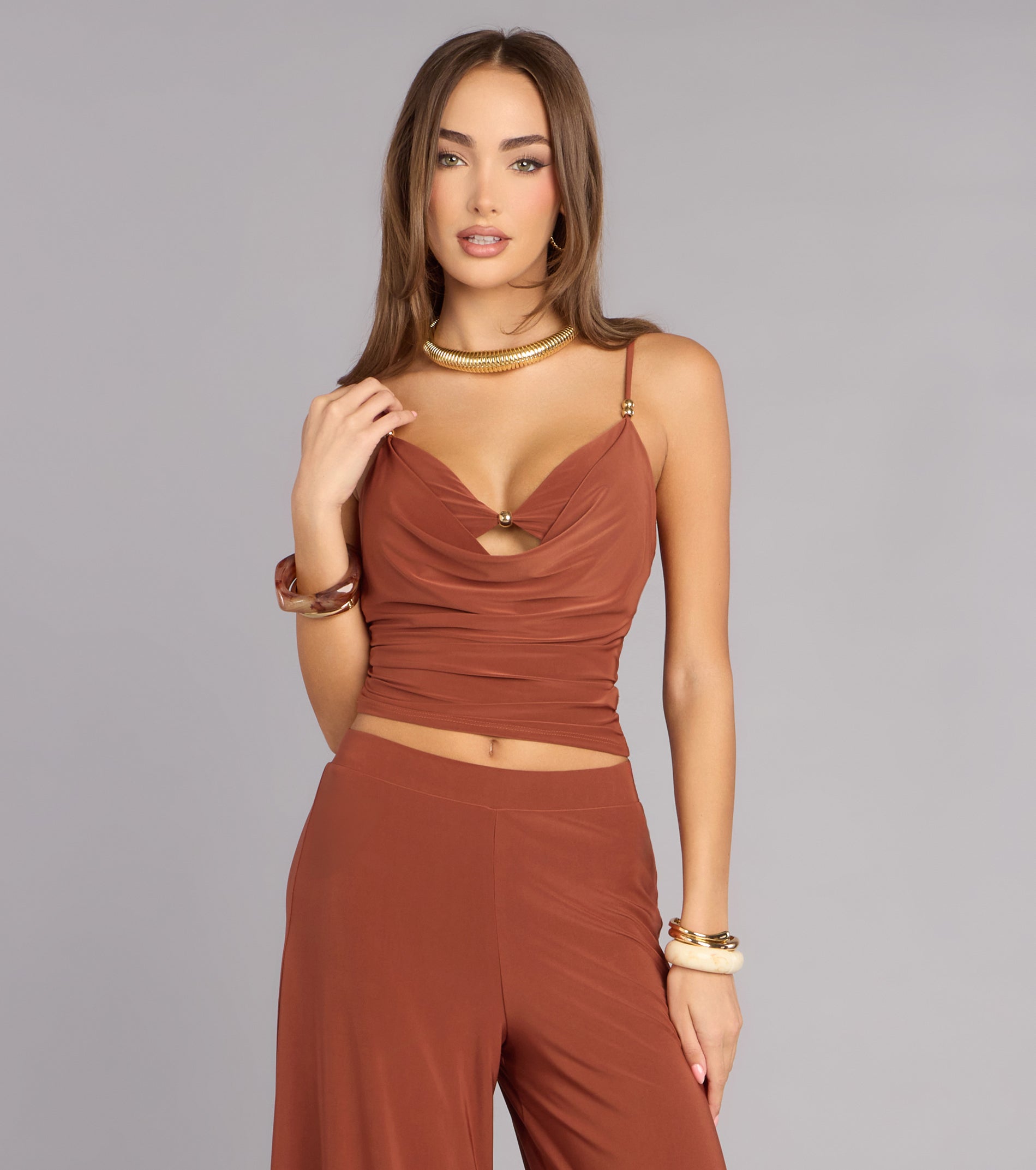Effortless Chic Beaded Cowl Neck Top | Windsor
