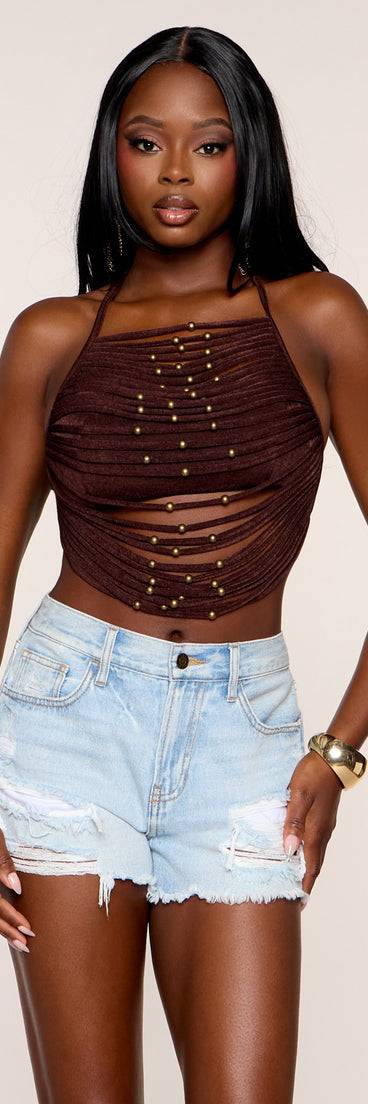 Catch The Vibe Beaded Halter Top