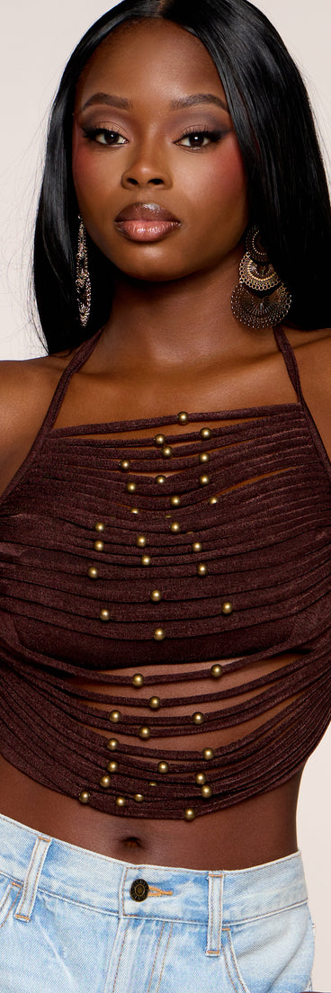 Catch The Vibe Beaded Halter Top