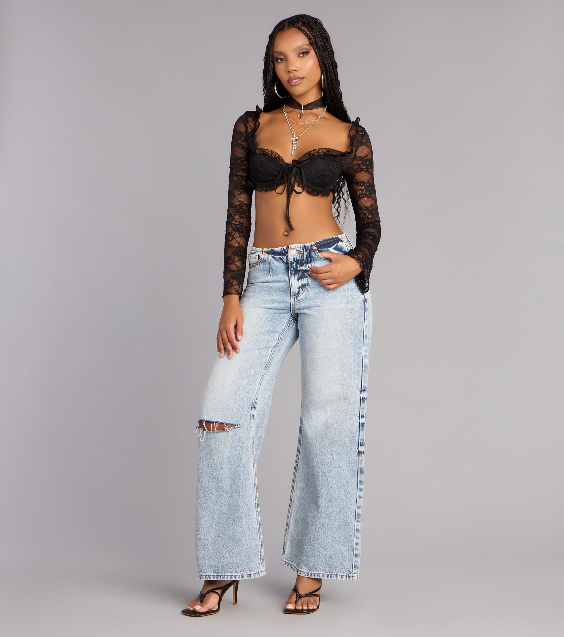 So Romantic Lace Long Sleeve Crop Top | Windsor