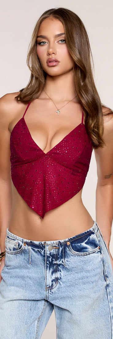 Center Of Attention Rhinestone Halter Top
