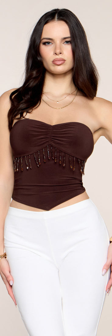 Made To Move Beaded Fringe Tube Top