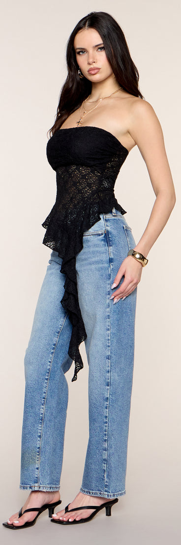 Ruffle Rumor Lace Tube Top