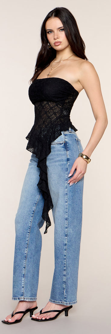 Ruffle Rumor Lace Tube Top