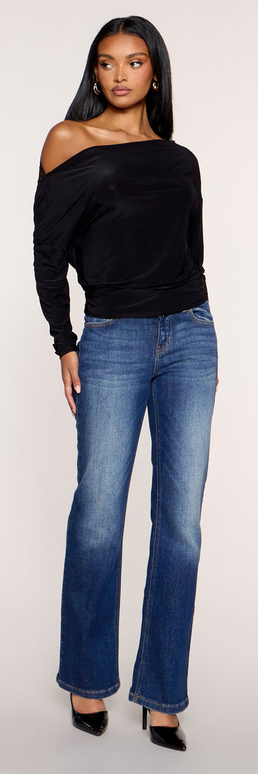 Second Look Lace Back Knit Long Sleeve Top