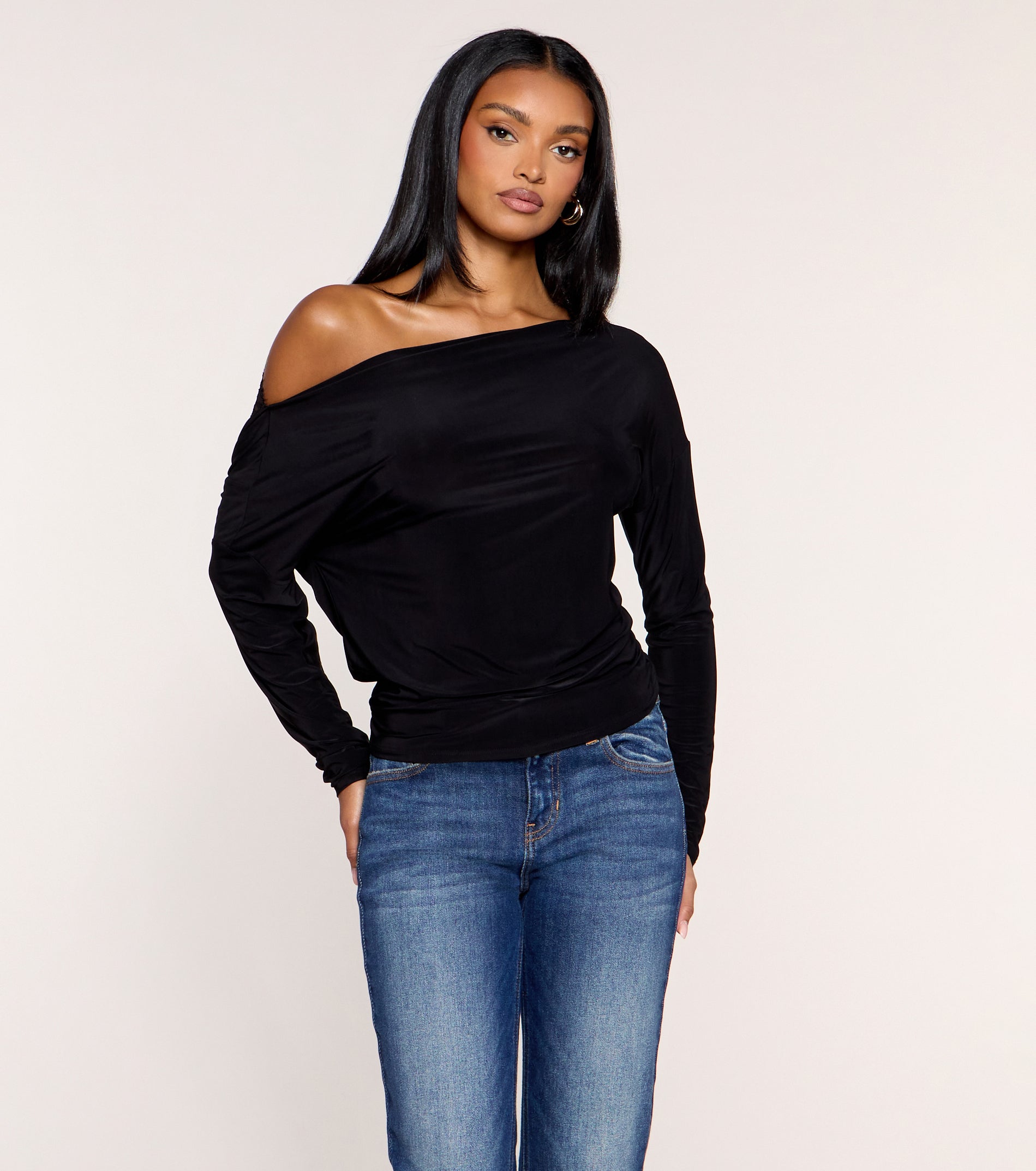 Second Look Lace Back Knit Long Sleeve Top | Windsor