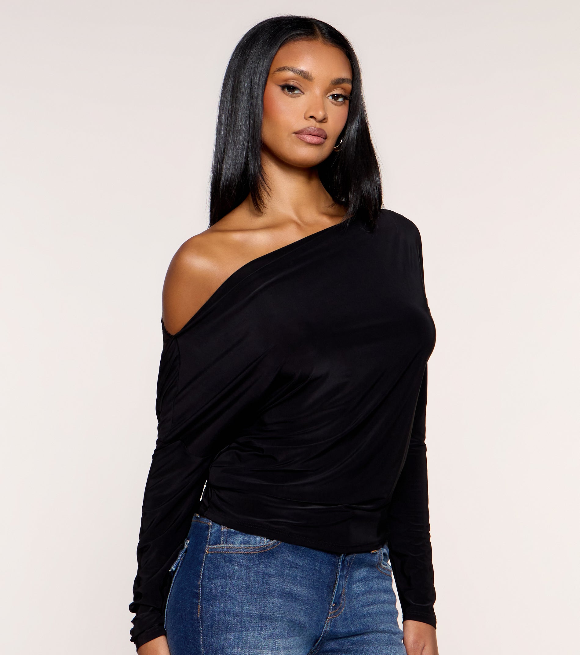 Second Look Lace Back Knit Long Sleeve Top | Windsor