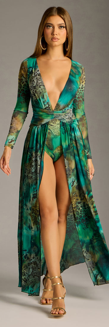Icon Heat Abstract Long Sleeve Tunic Bodysuit
