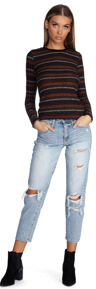 Chill Vibes & Stripes Knit Top