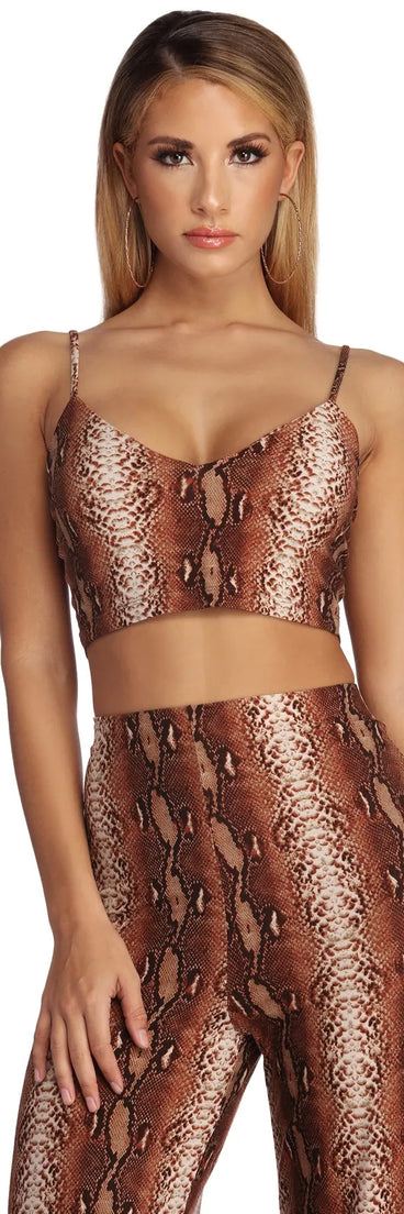 Hiss Me Snake Print Crop Top