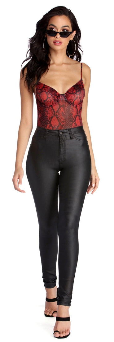 Sexy Snake Print Mesh Bodysuit