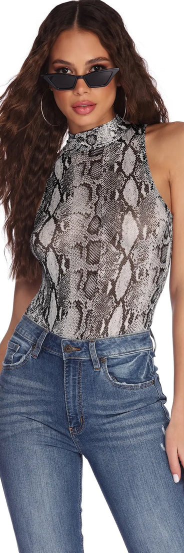 Sassy Sleeveless Snake Bodysuit