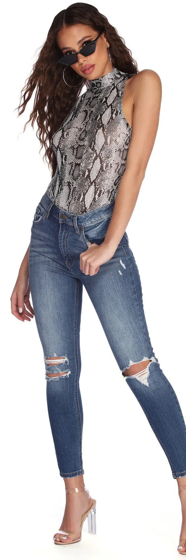 Sassy Sleeveless Snake Bodysuit