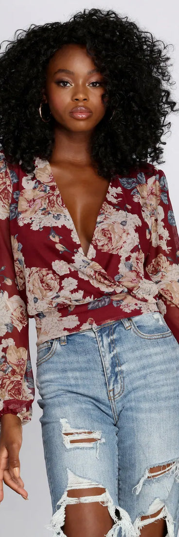 Nothing But Love Mesh Floral Surplice