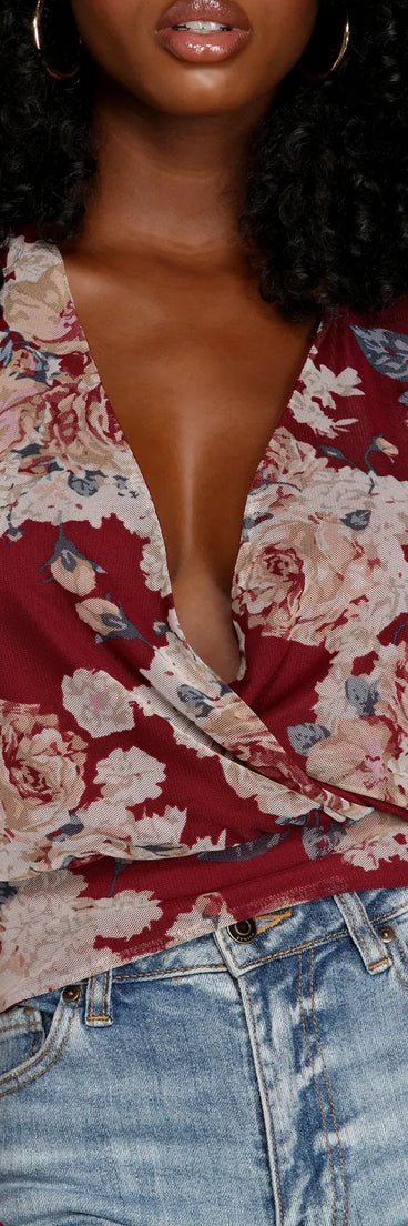 Nothing But Love Mesh Floral Surplice