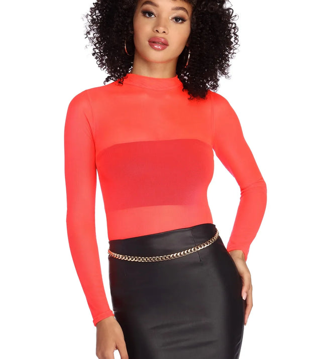 Level Up Neon Mesh Top