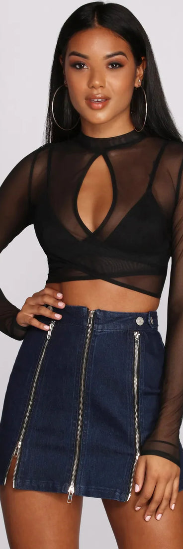 Key Figure Mesh Crop Top