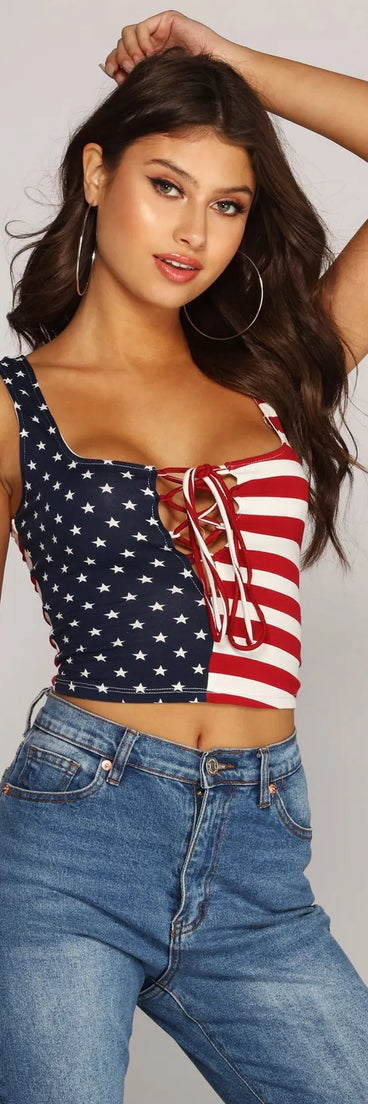 Fireworks Lace-Up Crop Top