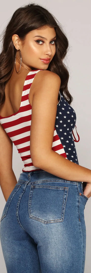 Fireworks Lace-Up Crop Top